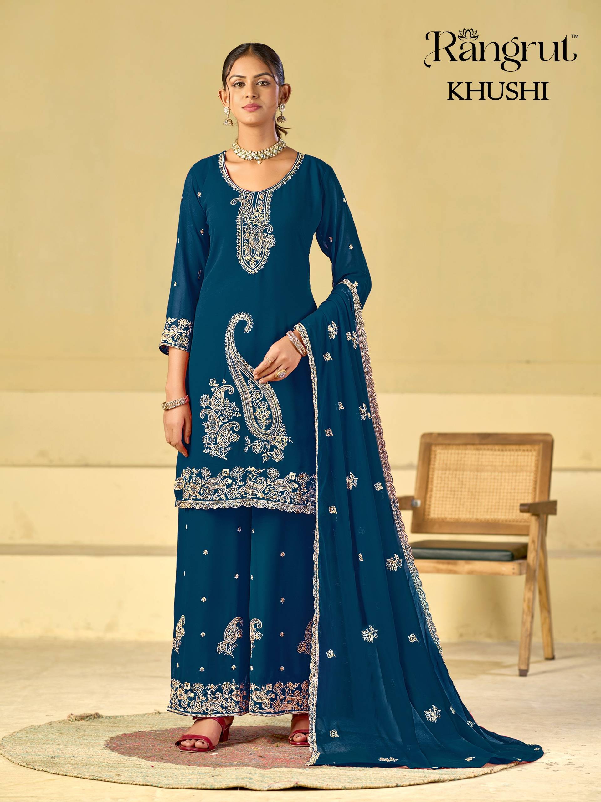 KHUSHI By Rangrut 1001 To 1006 Series Stylish Beautiful Colourful GEORGETTE Dresses At Wholesale Price